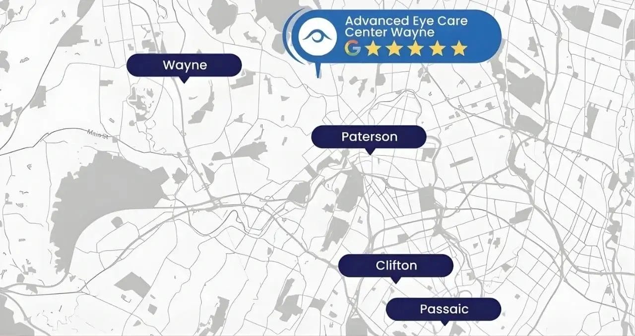 Advanced Eye Care Center Wayne map